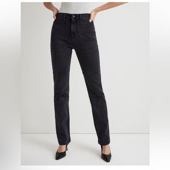 Madewell 90s Straight Cargo Jeans Black Camplin Wash Size 28 - Picture 1 of 11